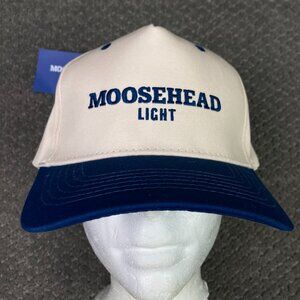 NWT Moosehead Light Beer Snapback Hat Cap Adjustable White Blue Lager Cotton